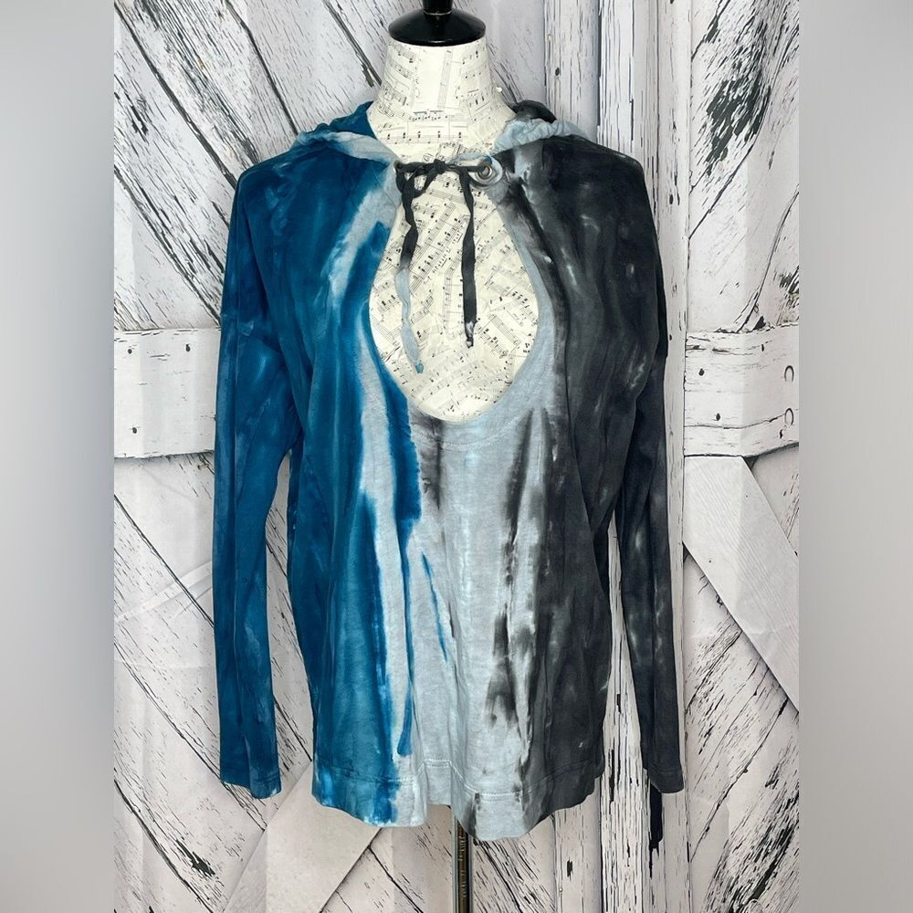 XCVI Tie Dye Hoodie Pullover Low Neckline Cotton XS